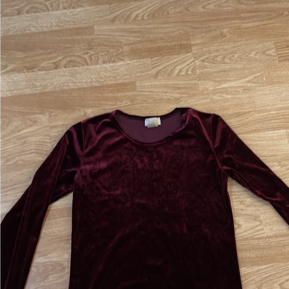 Oleg Cassini Burgundy Velvet Top